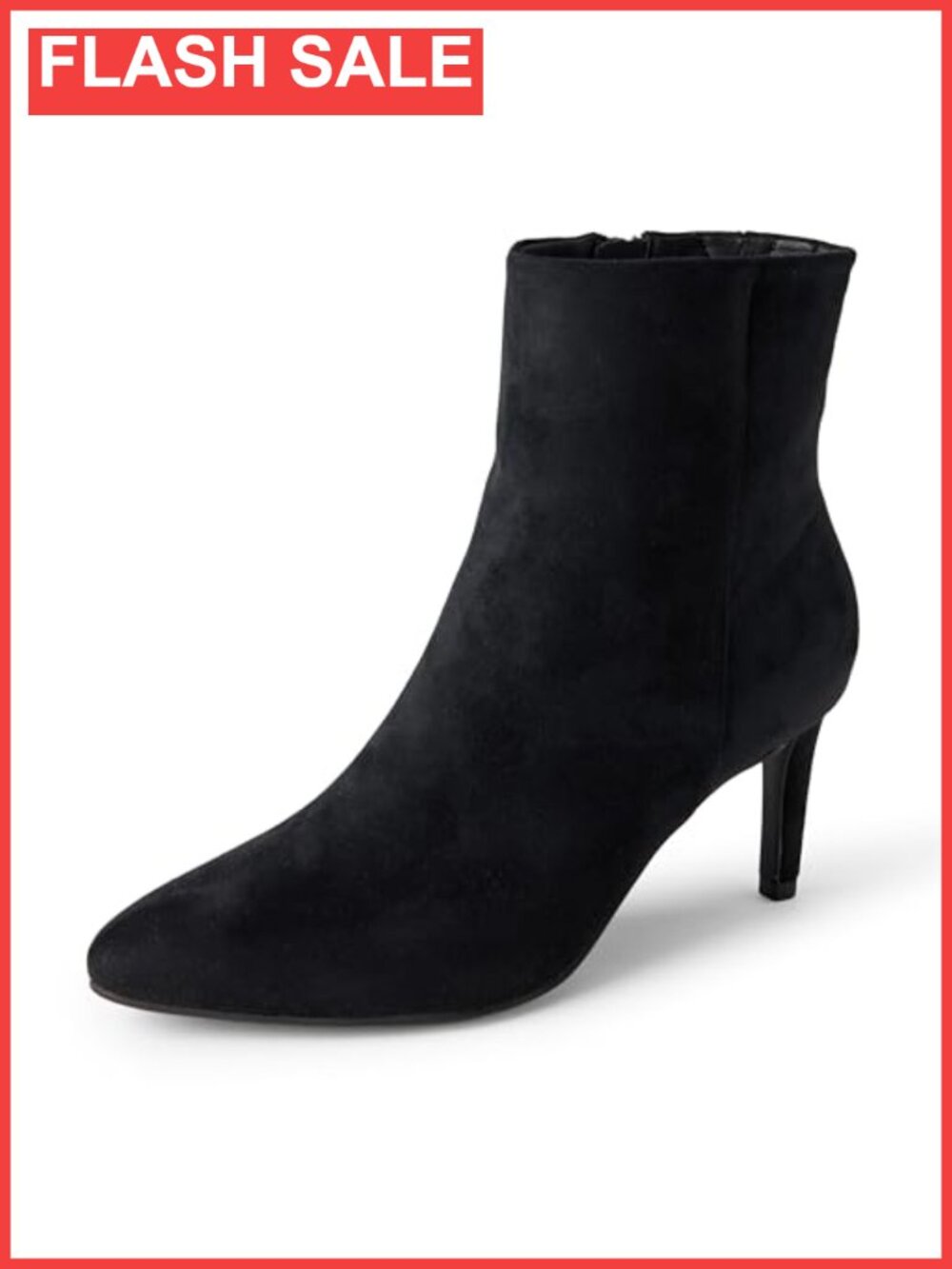 Faux Suede Stiletto Heel Ankle Boots Side Zip 2.75 Inch Heel Pointed Toe
